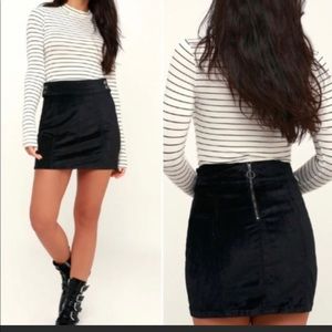 Free people black velour mini skirt